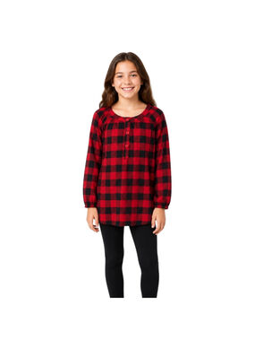 GAP Kids Girls Large Red Black Buffalo Plaid Long Sleeve Tunic Top